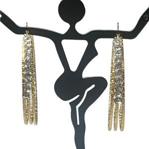 NWOT JTV Off Park Collection White Crystal Gold Tone Hoop Earrings